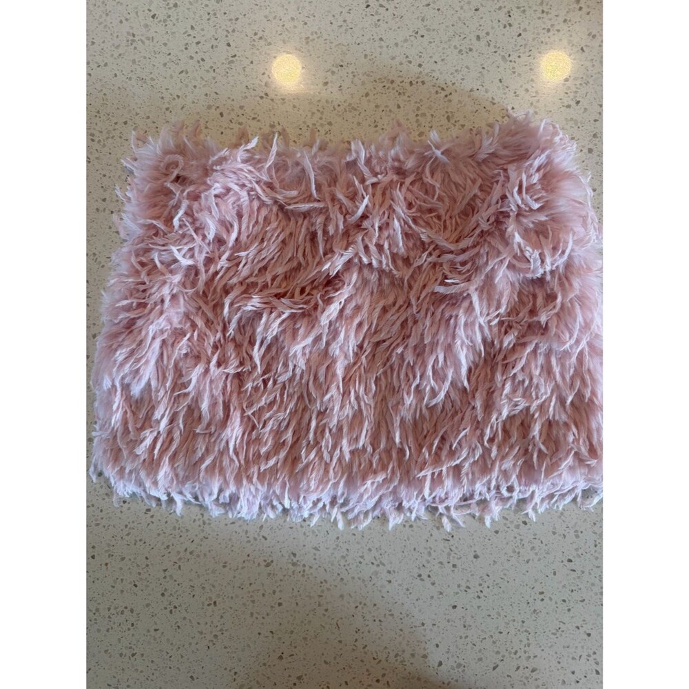 naked wardrobe Blush Pink Faux Fur Mini Skirt S - Picture 2 of 6